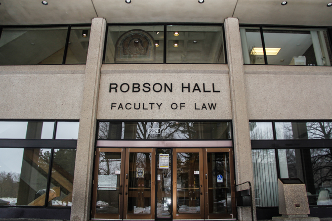 Photo of the Robson Hall law school building the the University of Manitoba's Fort Garry Campus.