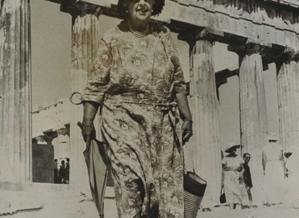 Photo of Agatha Christie visiting the Acropolis.