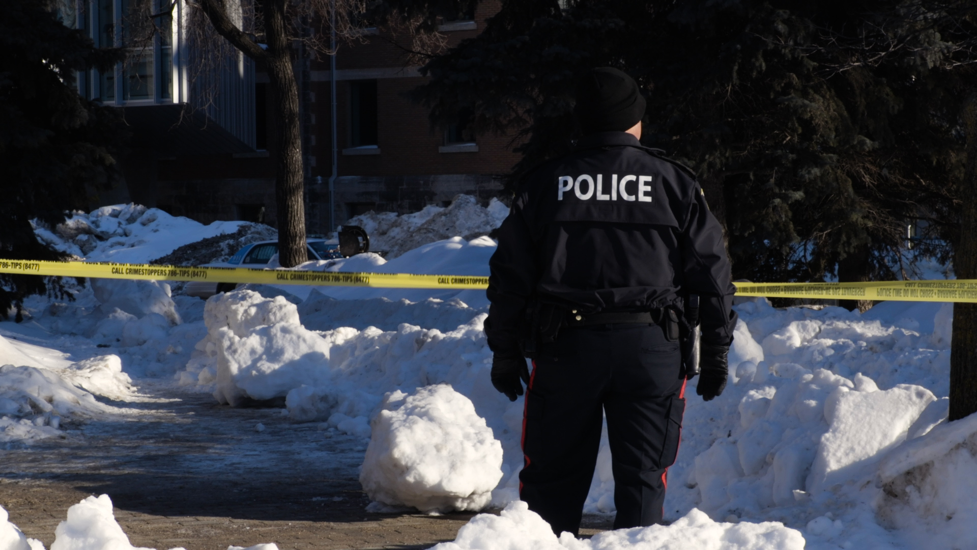 News_ChargeInTransitAttack-by-Soraya-Atayee_web Photo of a police officer at the scene of an attack on a transit operator at the U of M's Fort Garry campus.