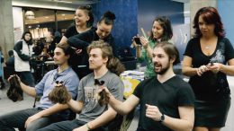 Bison athletes getting their hair cut for cancer