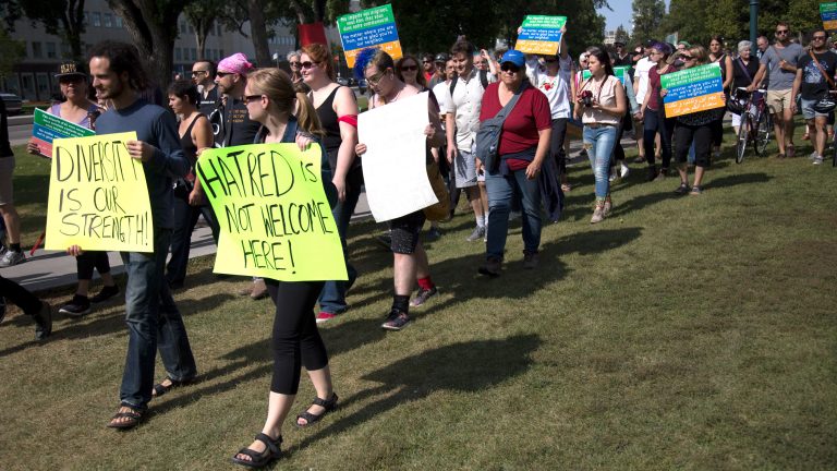 Hundreds in Winnipeg unite against hate groups in a diversity rally