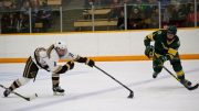 Courtlyn Oswald of the Bison women's hockey team in action in Manitoba's home opening series against the Alberta Pandas.