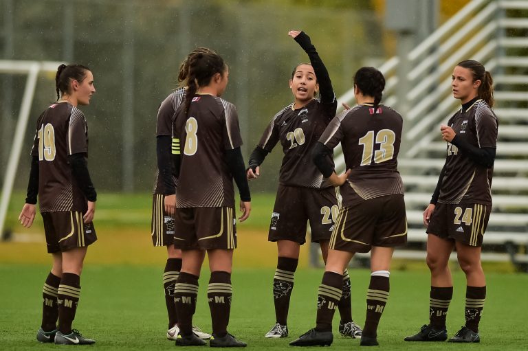 Bison women's soccer team during a game against Mount Royal on Sept. 24.