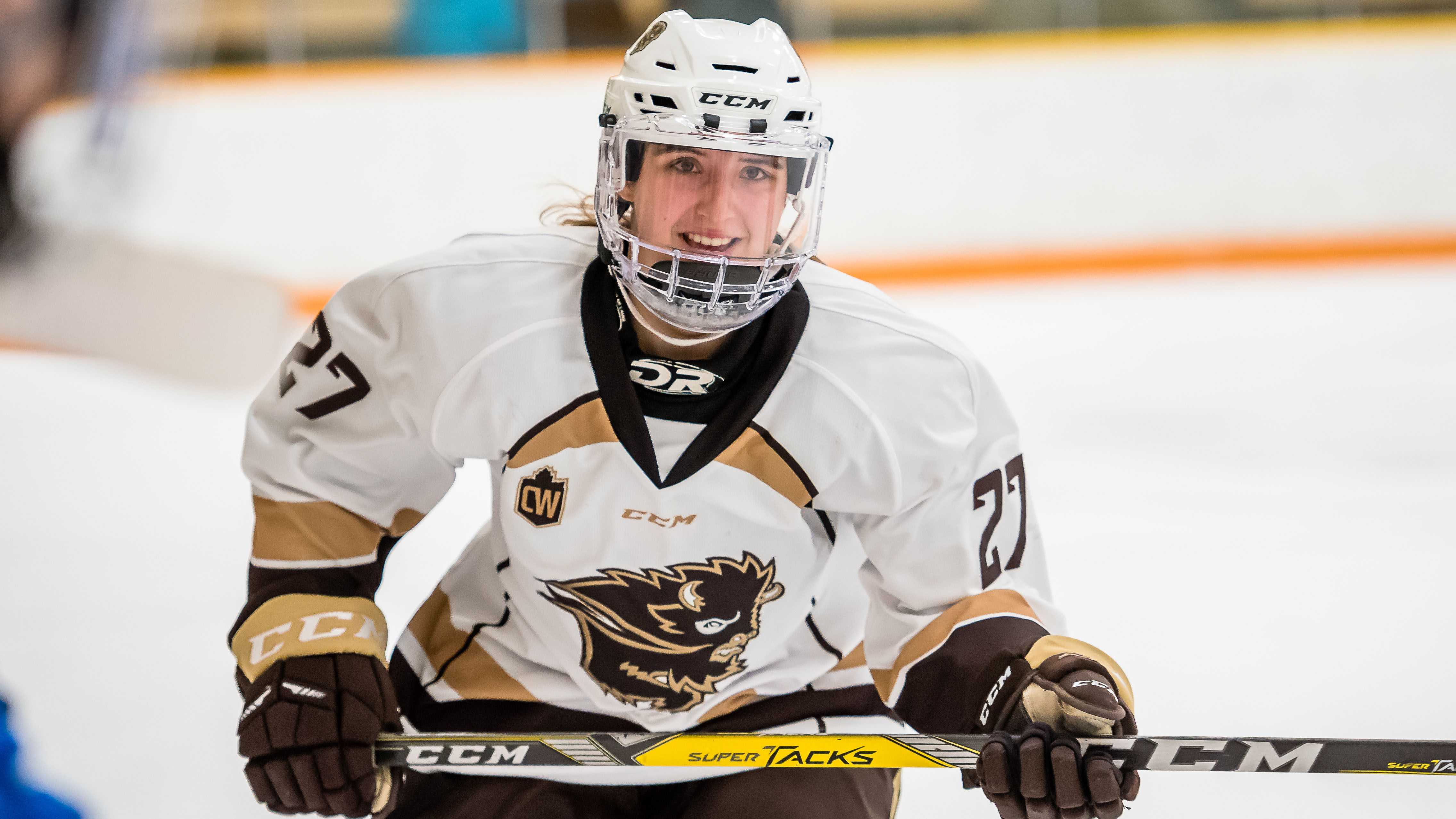 Sports__Hockey_Jordyn_Zacharias Profile_Photo by Joe Oczerklewicz_RGB web Bison centre Jordyn Zacharias after scoring the winning goal in the shootout against the Lethbridge Pronghorns on Nov. 17 at the Wayne Fleming Arena.