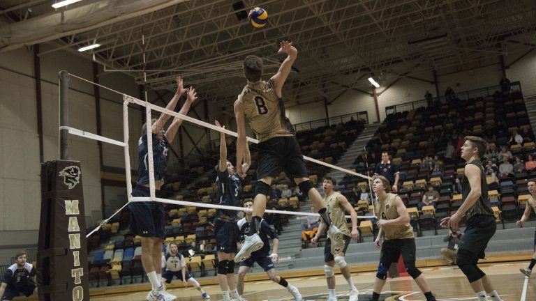Bison captain #8 Adam DeJonckheere is now ranked 4th in Canada West for most career kills and conference points after Saturday’s game.