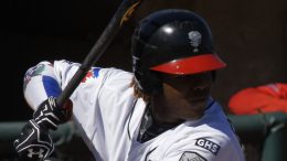 Blue Jays prospect Vladimir Guerrero Jr. with the Lansing Lugnuts in May of 2017.