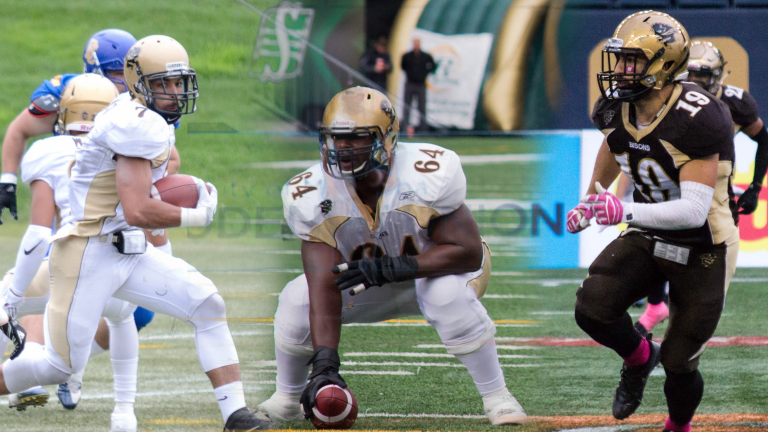 (From left) Jayden McKoy, Anthony Daley, and Tyler Fong will all be participating at the 2018 CFL Western Regional Combine on Thursday, March 22.