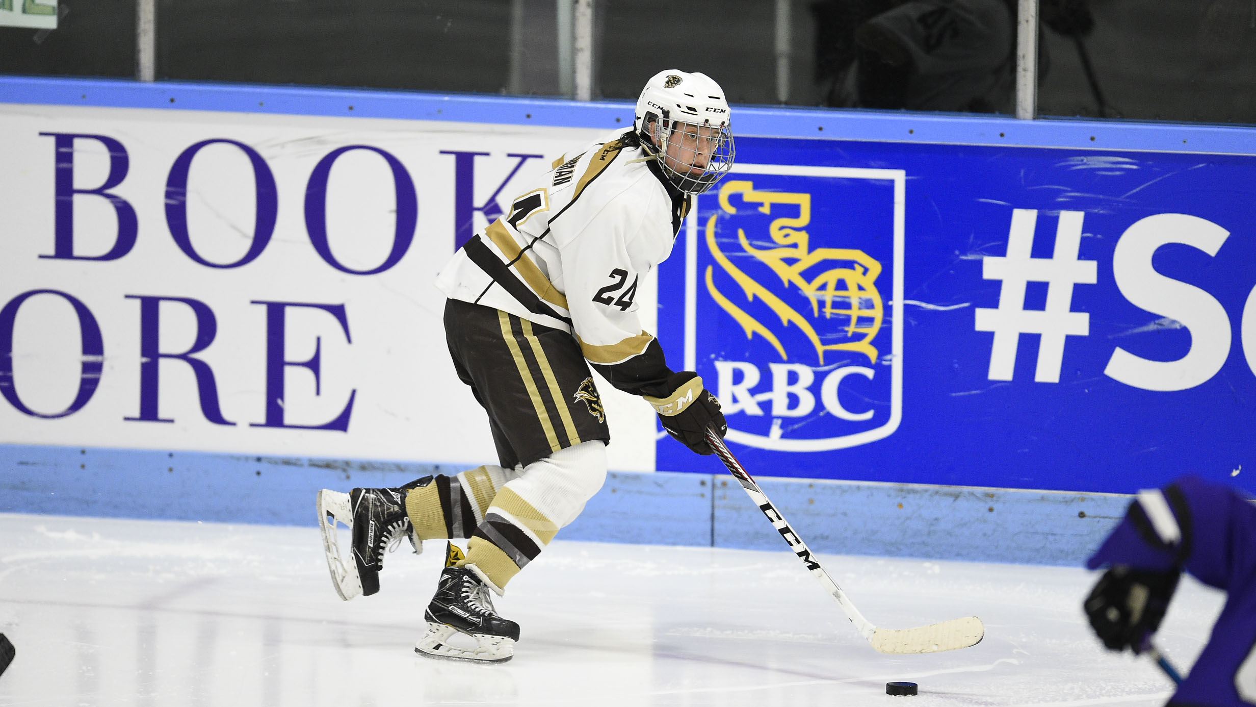 Sports_WHKY stories-Alanna Sharman_Photo by Brandon VandeCaveye_RGB web Bison forward Alanna Sharman skates up ice against the Western Mustangs in the U SPORTS Women's Hockey National final on March 20 in London, Ont.