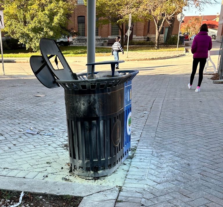 Two trash bins on campus catch fire in two weeks