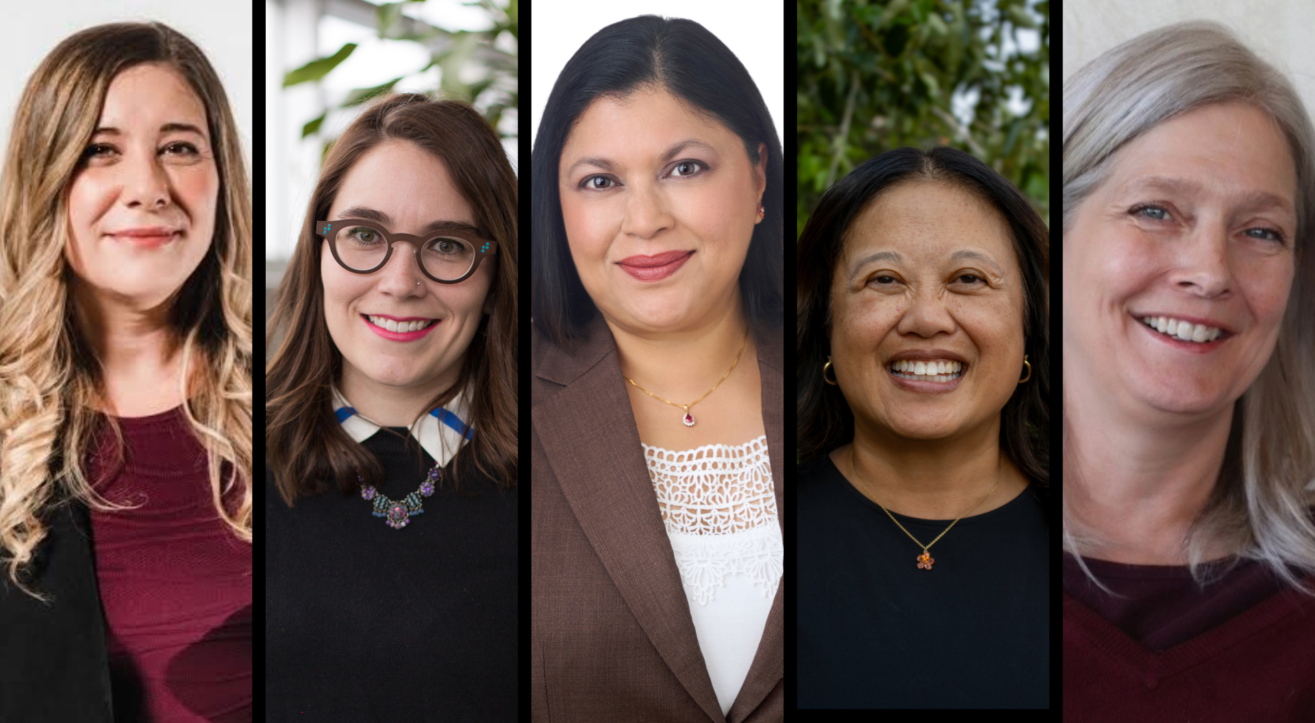 Left to right: Melanie Lalonde, Leigh McClarty, Neeloffer Mookherjee, Hope Anderson and Kristine Cowley