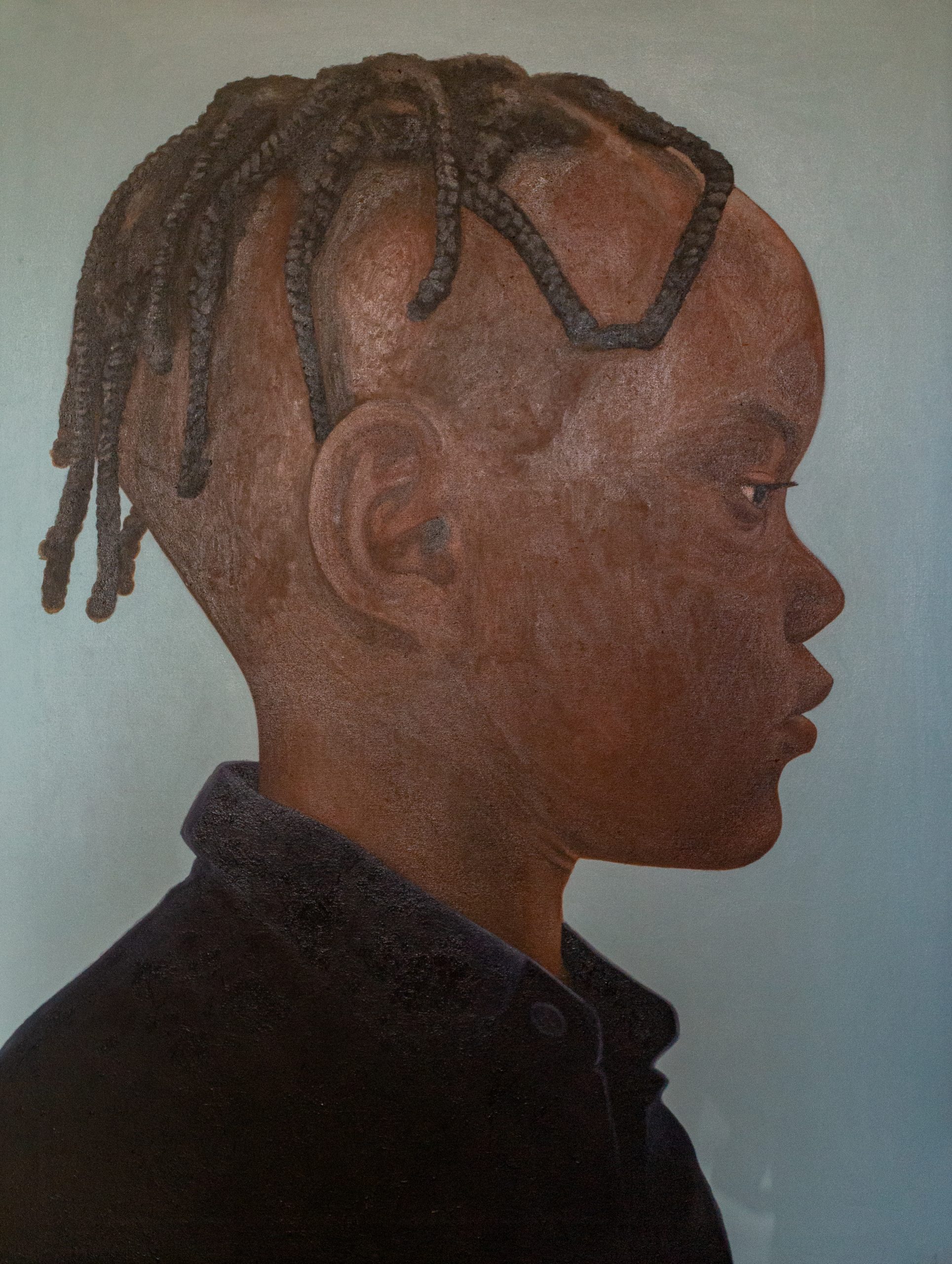 Kimani Beckford. Young Boy in Contemplation, 2024. Oil on canvas, 56 X 41 inches